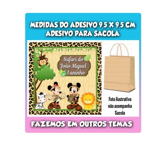 Adesivo Sacola Sacolinha Mickey e Minnie Safari Surpresa