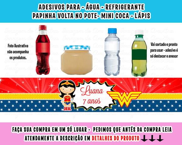 Adesivo Água, Refrigerante, Papinha, Caçula Mulher Maravilha