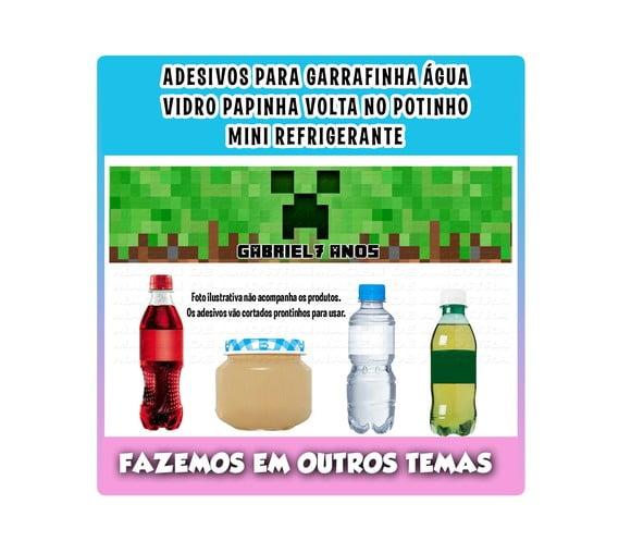 Adesivos para Água Refrigerante Papinha Minecraft