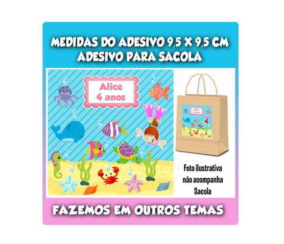 Adesivo para Sacolinha Surpresa Fundo do Mar Menina