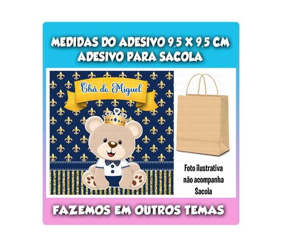 Adesivo para Sacolinha Surpresa Ursinho Príncipe Chá de Bebê