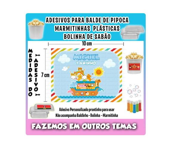Adesivo Arca de Noé Balde Pipoca Bolinha Sabão Marmitinhas