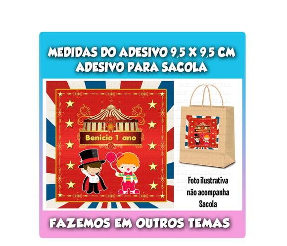 Adesivo para Sacolinha Kraft Surpresa Circo