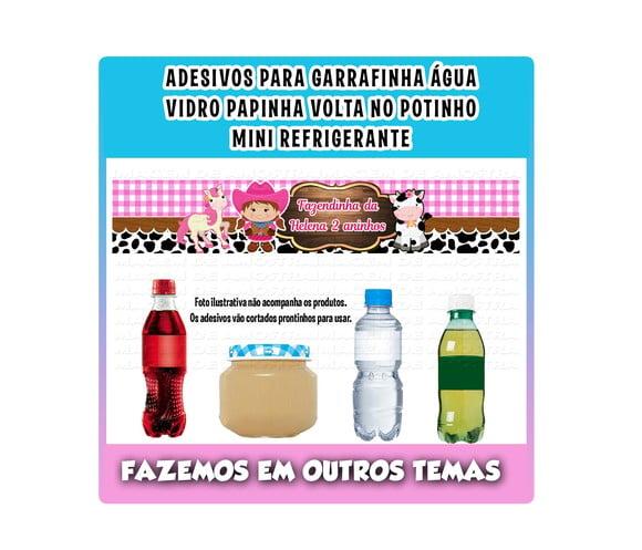 Adesivos para Água Refrigerante Papinha Fazendinha Rosa
