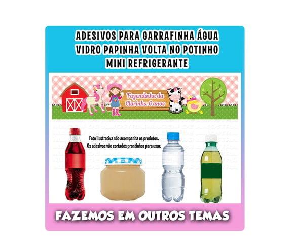 Adesivos para Água Refrigerante Papinha Fazendinha Rosa