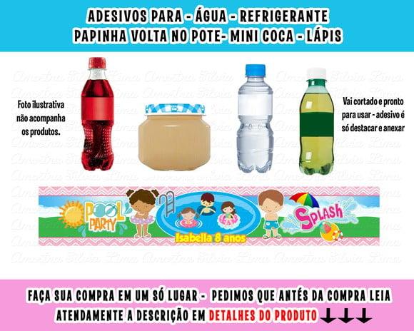 Adesivos Água, Refrigerante, Papinha, Caçulinha Pool Party