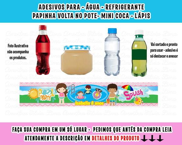 Adesivos Água, Refrigerante, Papinha, Caçulinha Pool Party
