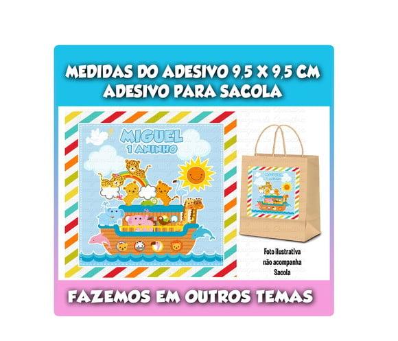 Adesivo Sacola Sacolinha Surpresa Kraft Arca de Noé