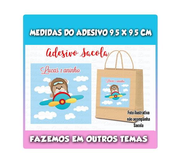 Adesivo para Sacolinha Surpresa Urso Aviador