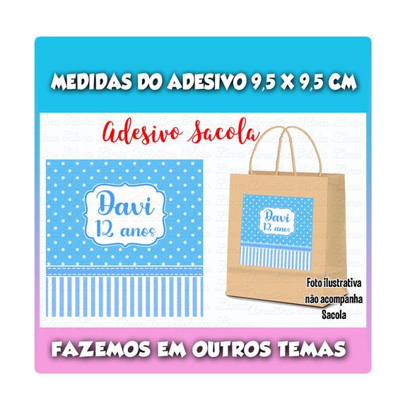 Adesivo para Sacolinha Surpresa Azul e Branco