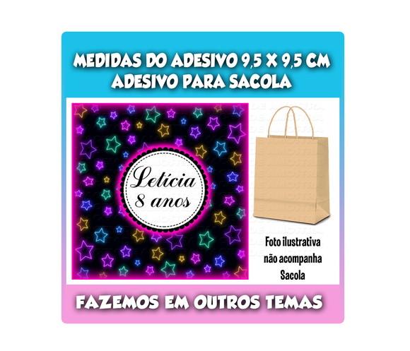 Adesivo para Sacolinha Surpresa Festa Neon