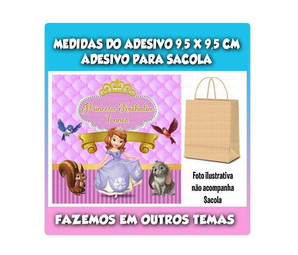 Adesivo para Sacolinha Surpresa Kraft Princesa Sofia