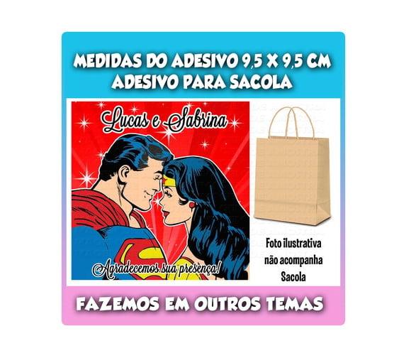 Adesivo para Sacolinha Mulher Maravilha e Super Homem