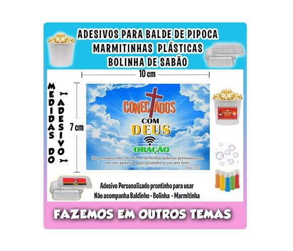Adesivo Evangélico Igreja Balde Pipoca Bolinha Marmitinhas