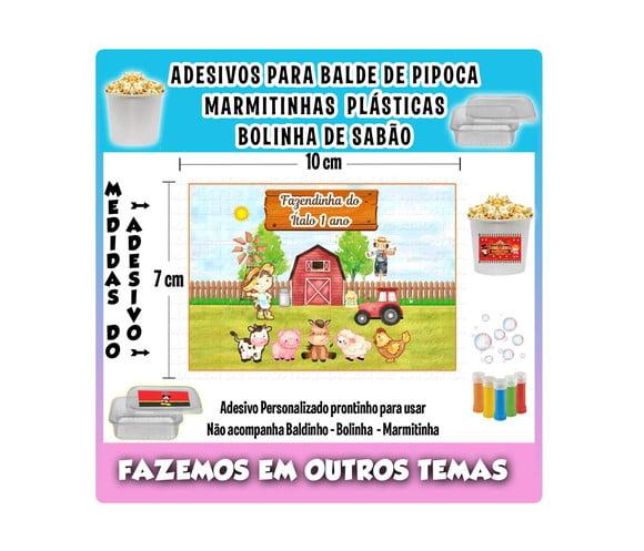 Adesivo Fazendinha Balde Pipoca Bolinha Sabão Marmitinhas