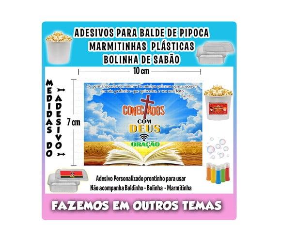 Adesivo Evangélico Igreja Balde Pipoca Bolinha Marmitinhas