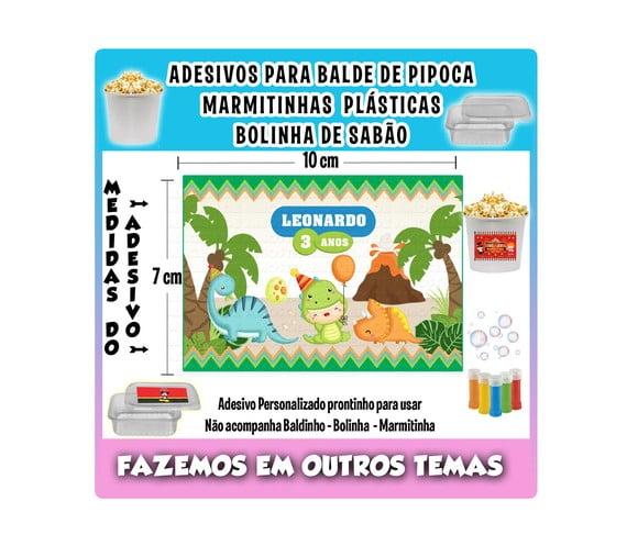 Adesivo Dinossauro Baby Balde Pipoca Bolinha Marmitinhas