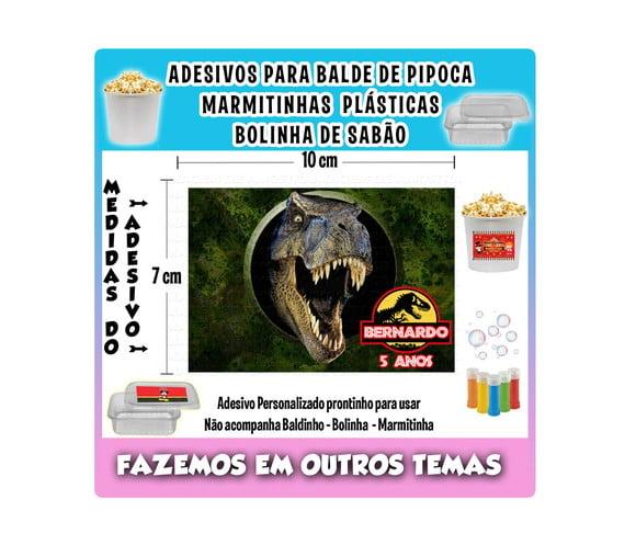 Adesivo Dinossauro Balde Pipoca Bolinha Sabão Marmitinhas