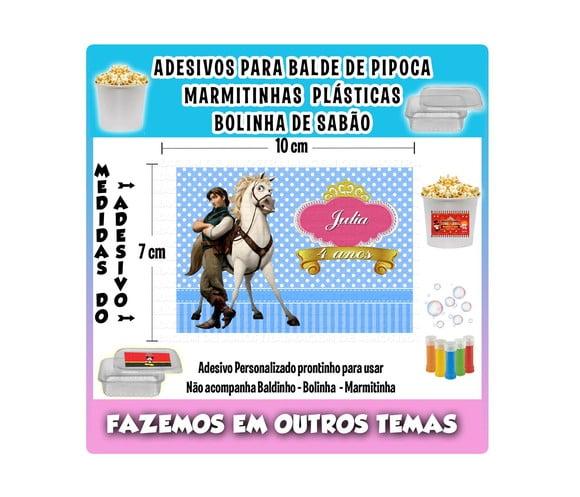 Adesivo Rapunzel Balde Pipoca Bolinha Sabão Marmitinhas