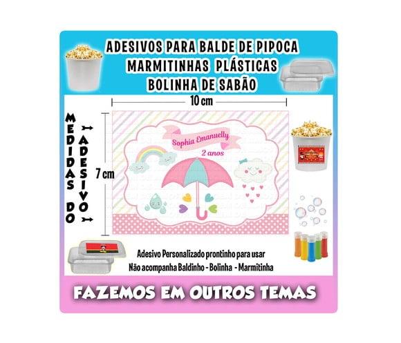 Adesivo Chuva de Bençãos Balde Bolinha Sabão Marmitinhas