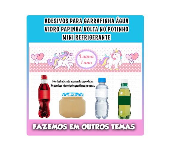 Adesivos Água, Refrigerante, Papinha, Caçulinha Unicórnio
