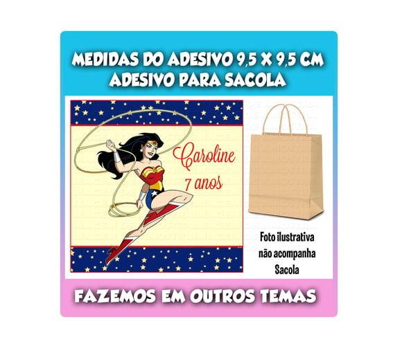 Adesivo para Sacolinha Surpresa Kraft Mulher Maravilha