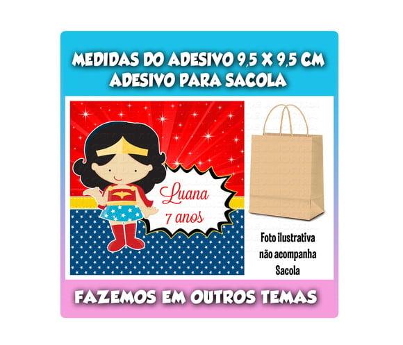 Adesivo para Sacolinha Surpresa Kraft Mulher Maravilha