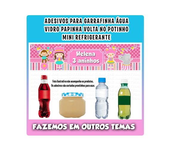 Adesivos para Água Refrigerante Papinha Circo Rosa