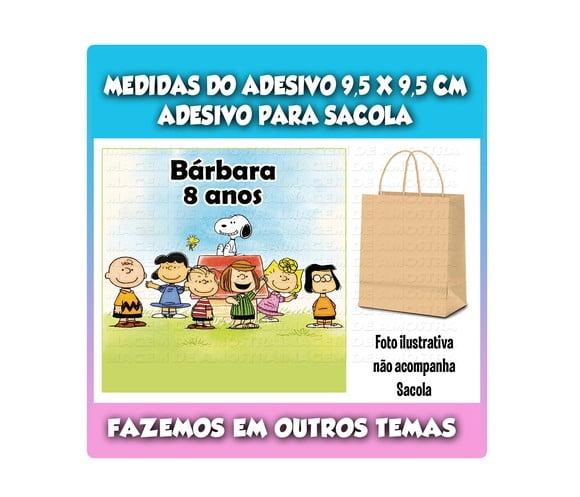 Adesivo Snoopy para Sacola Sacolinha Surpresa Kraft