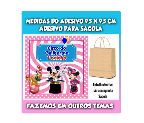 Adesivo Mickey Circo para Sacola Sacolinha Surpresa Kraft