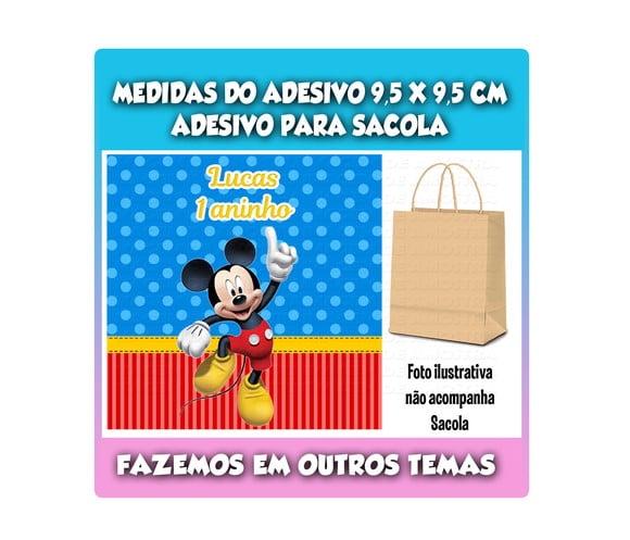 Adesivo Mickey para Sacola Sacolinha Surpresa Kraft