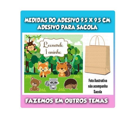 Adesivo Sacolinha Surpresa Kraft Floresta Encantada Bosque