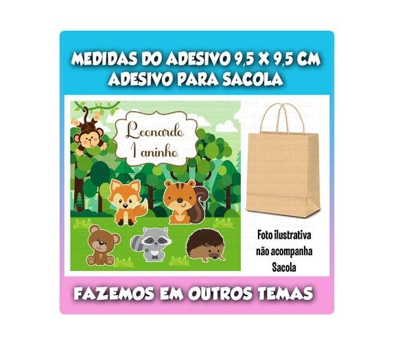 Adesivo Sacolinha Surpresa Kraft Floresta Encantada Bosque