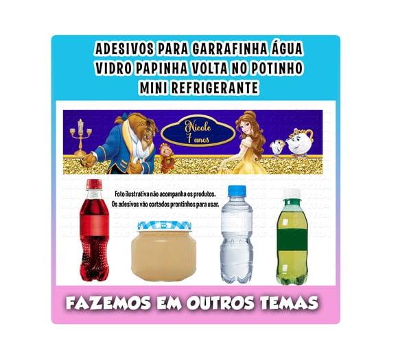 Adesivos a Bela e a Fera para Água Refrigerante Papinha