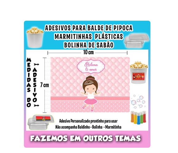 Adesivo Bailarina Balde Pipoca Bolinha Sabão e Marmitinhas