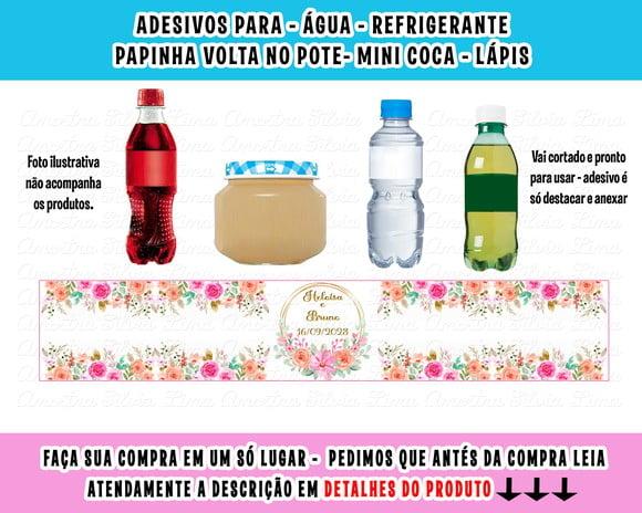 Adesivos para Água, Refrigerante, Papinha, Casamento Floral