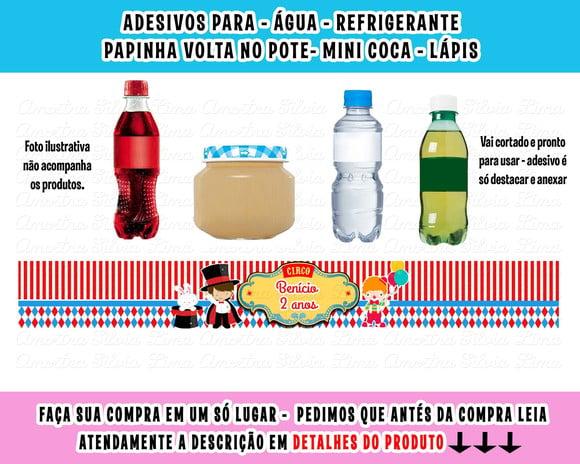 Adesivos Água, Refrigerante, Papinha, Caçulinha Circo