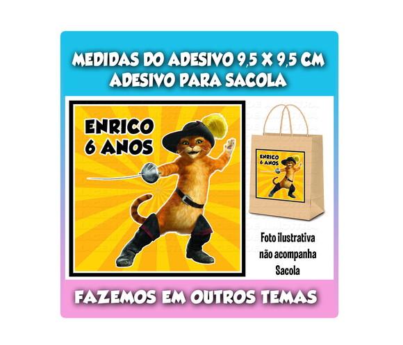 Adesivo para Sacolinha Surpresa Gato de Botas