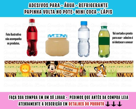 Adesivo Água, Refrigerante, Papinha, Caçulinha Mickey Safari