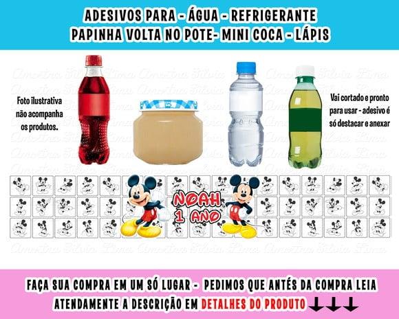 Adesivo para Água Refrigerante Papinha Mickey