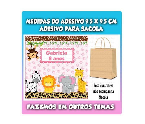 Adesivo para Sacolinha Surpresa Safari Rosa