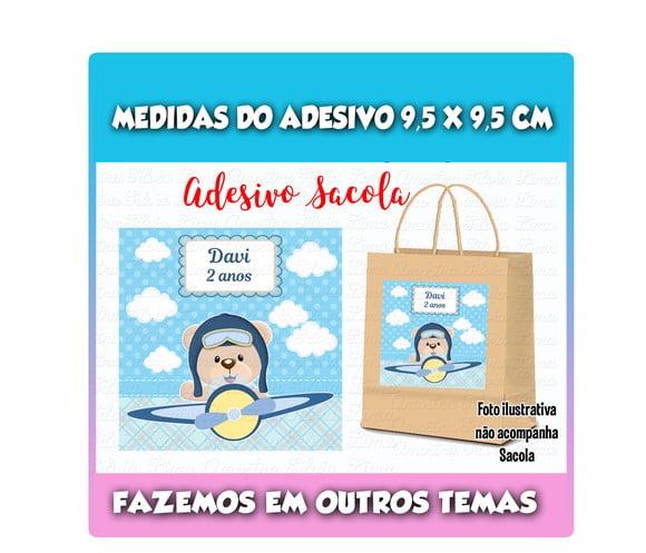 Adesivo para Sacolinha Surpresa Urso Aviador