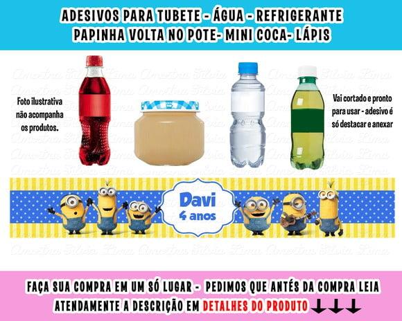 Adesivos para Água Refrigerante Papinha Minions