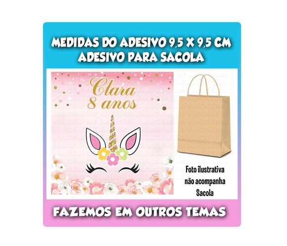 Adesivo para Sacolinha Surpresa Unicórnio Dourado