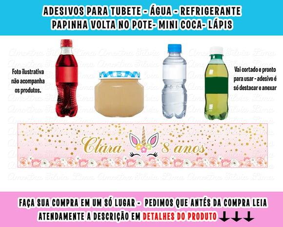Adesivos para Água Refrigerante Papinha Unicórnio Dourado