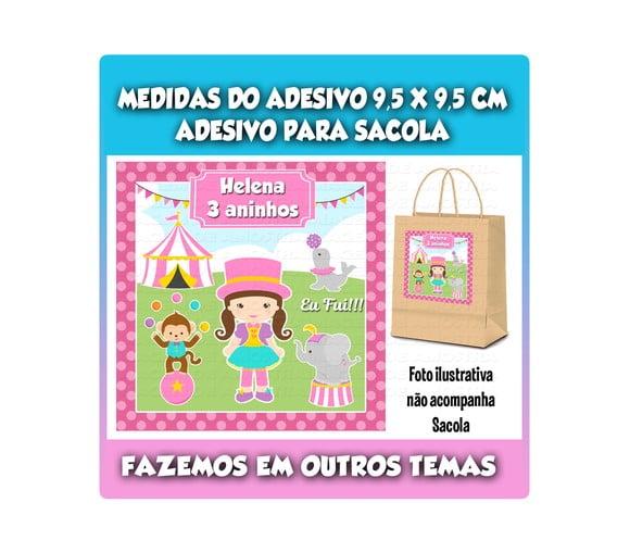 Adesivo para Sacolinha Surpresa Circo Rosa