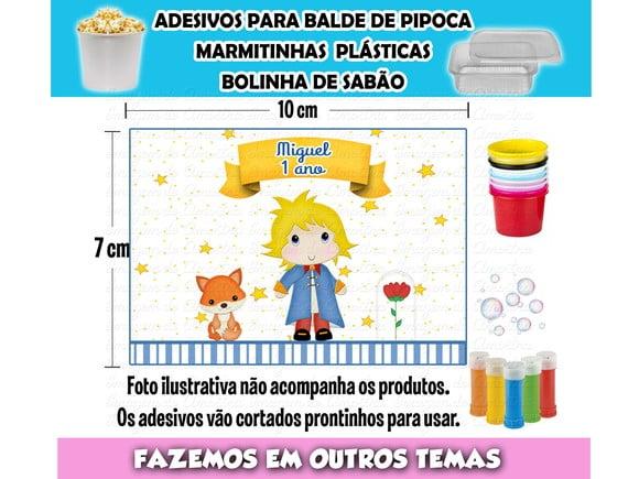 Adesivo Balde Pipoca Bolinha Sabão Marmitin Pequeno Príncipe