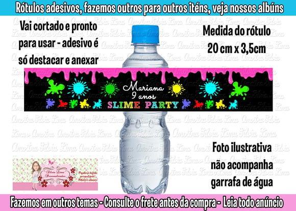 Rótulo Adesivo para Água Slime Festa