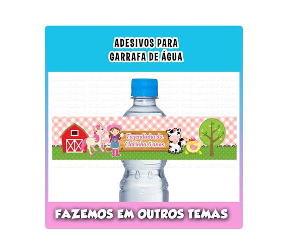 Rótulo Adesivo para Água Fazendinha Rosa