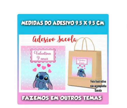 Adesivo para Sacolinha Surpresa Lilo Stitch